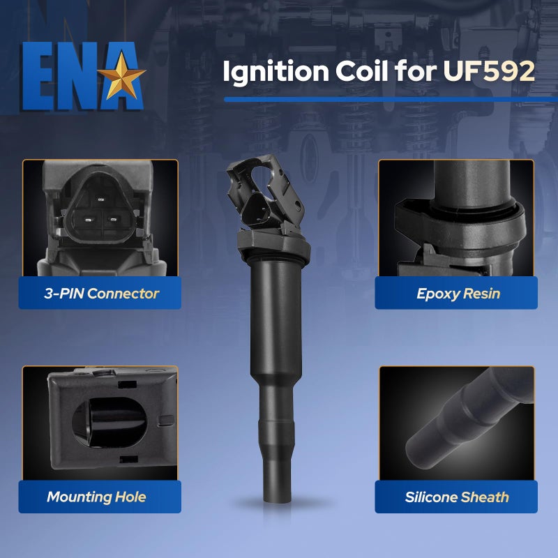 ENA Set of 6 Platinum Spark Plug and 6 Ignition Coil Pack 2010 2012 2013 Compatible with BMW 128i 323i 528i xDrive X3 X5 Z4 2.5L 3.0L Replacement for UF592 95712 12137594937 5C1695 0221504470 - Image 4